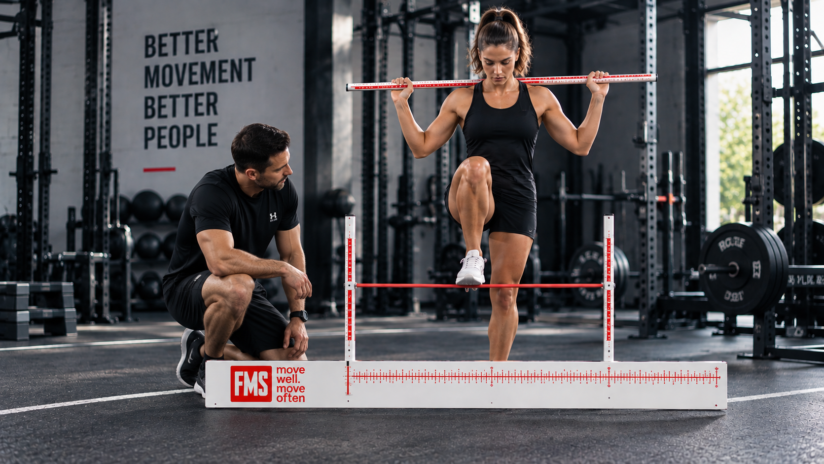 Coach observing an athlete stepping through an FMS movement screen